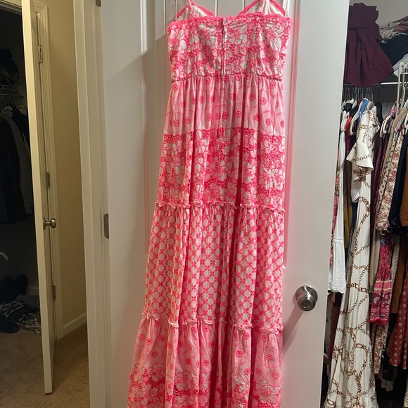 NWT Lilly Pulitzer Kyla Maxi Dress in Lilly’s Coral Garden Gate Eyelet Size 0 - Picture 3 of 4
